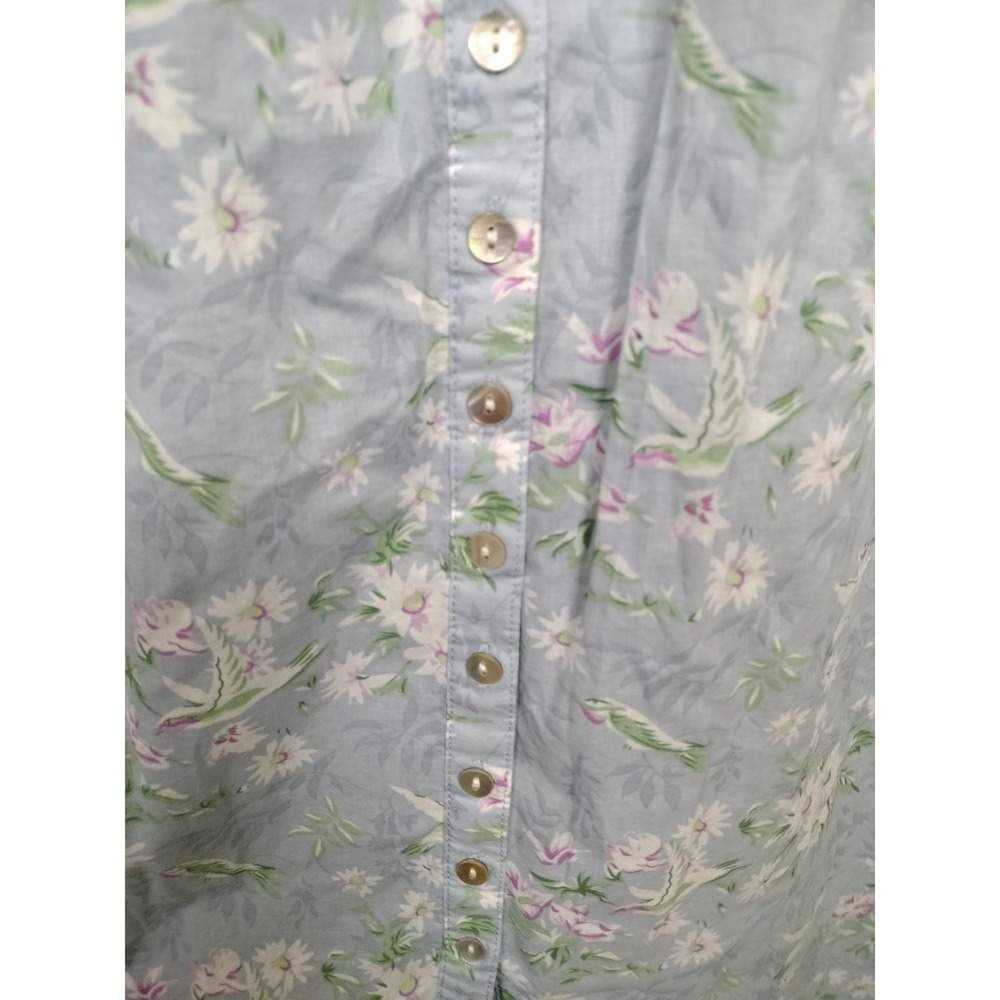 Lanz of Salzburg Robe Gown Set L Blue Hummingbird Floral 100% Cotton Eyelet Trim - Picture 5 of 16